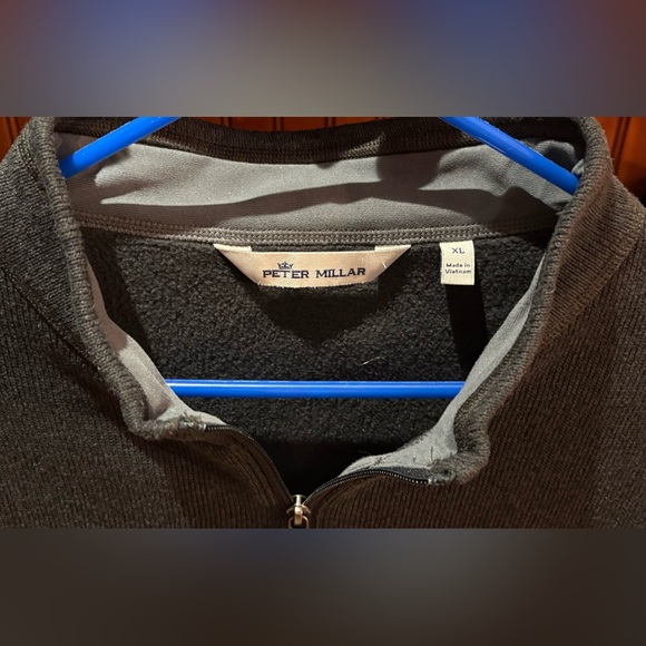 Peter Millar Men's quarter zip golf pullover. Sharp Charcoal with logo. XL - Picture 5 of 9